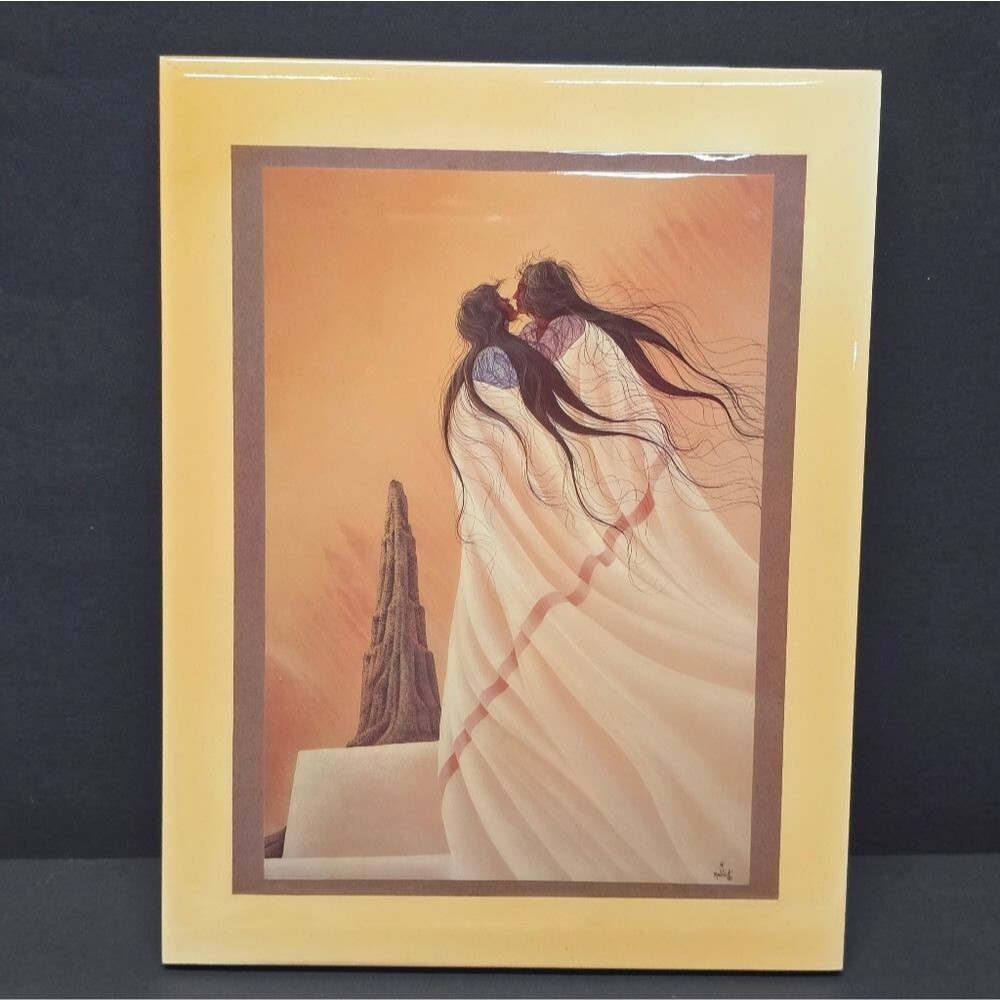 William Bill Rabbit VTG Southwest Native American Art Crystal Tile ~ First Kiss